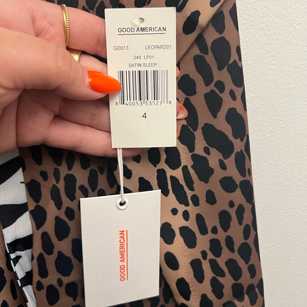 NWT Good American Leopard Satin PJ Pajama Set 4 XL - Picture 7 of 7
